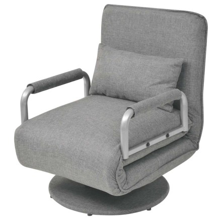 Fauteuil pivotant et canapé-lit Gris clair Tissu 2