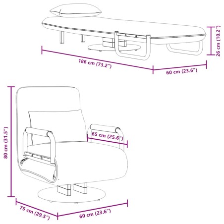 Fauteuil pivotant et canapé-lit Gris clair Tissu