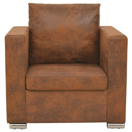 Fauteuil marron 82 x 73 x 82 cm en similicuir suédé 2