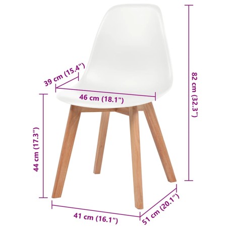 Chaises à manger lot de 6 Blanc Plastique