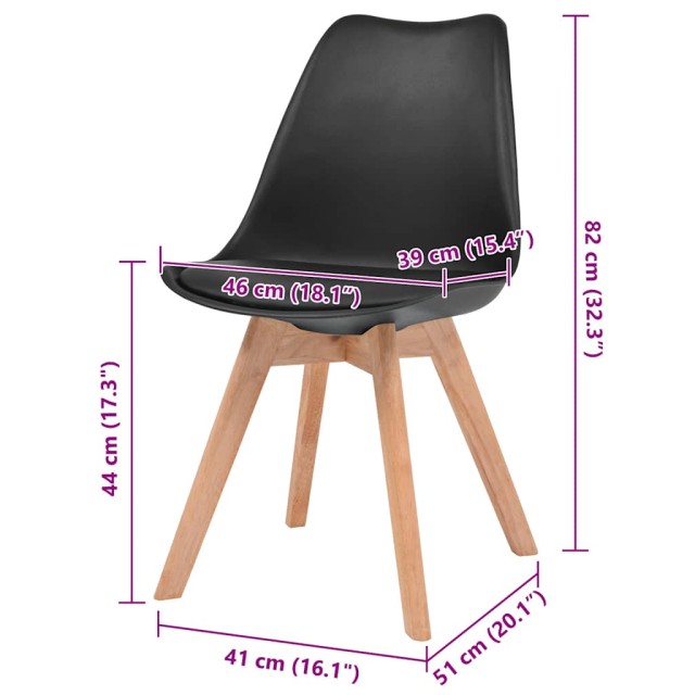 Chaises à manger lot de 4 Noir Plastique