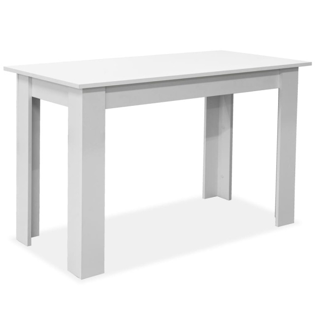 Table de salle à manger et bancs 3 pcs Bois d'ingénierie Blanc