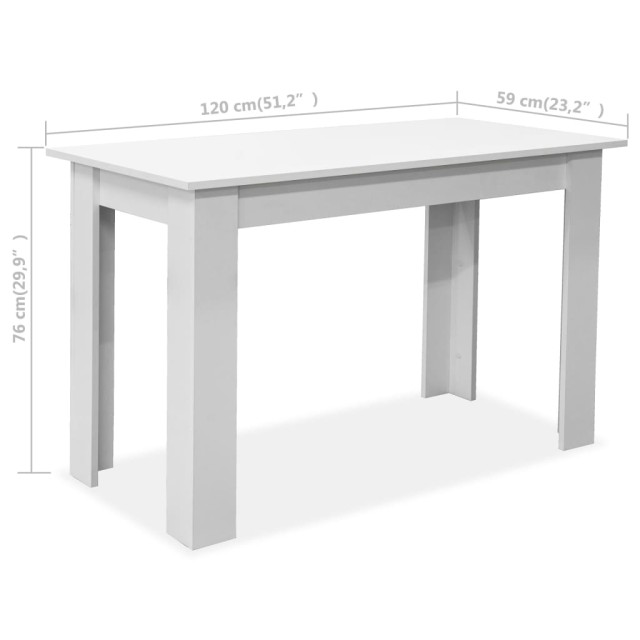 Table de salle à manger et bancs 3 pcs Bois d'ingénierie Blanc
