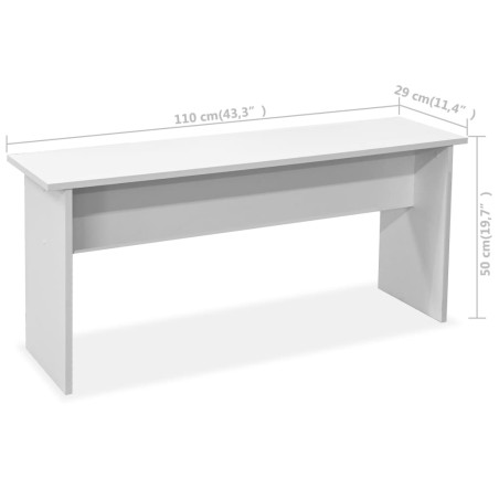 Table de salle à manger et bancs 3 pcs Bois d'ingénierie Blanc