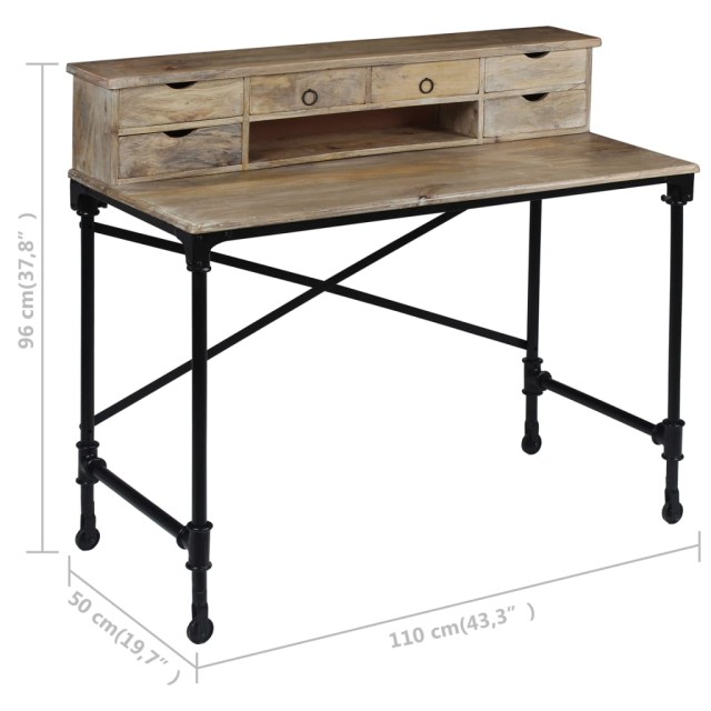 Bureau Bois de manguier massif et acier 110 x 50 x 96 cm