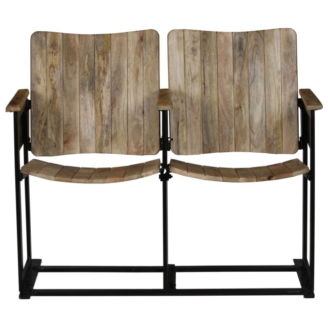 Banc à 2 places Bois de manguier massif et acier