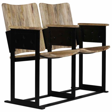 Banc à 2 places Bois de manguier massif et acier