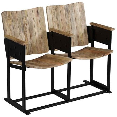 Banc à 2 places Bois de manguier massif et acier