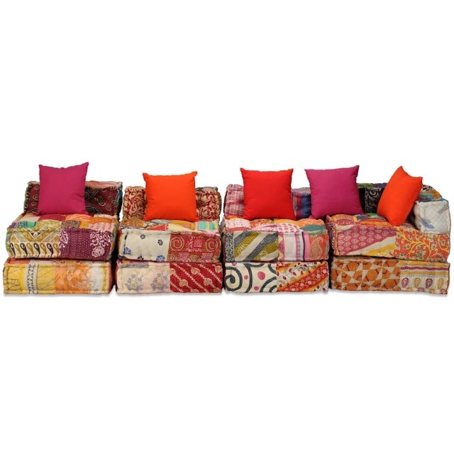 Pouf modulaire à 4 places Patchwork Tissu