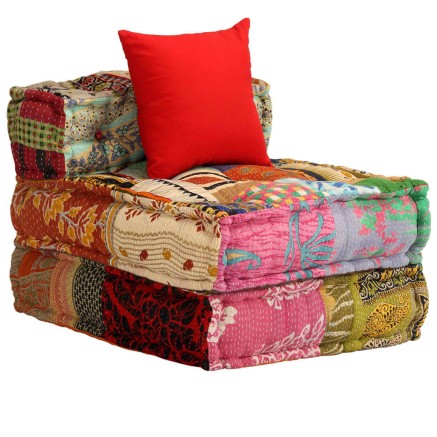 Pouf modulaire à 3 places Patchwork Tissu 2