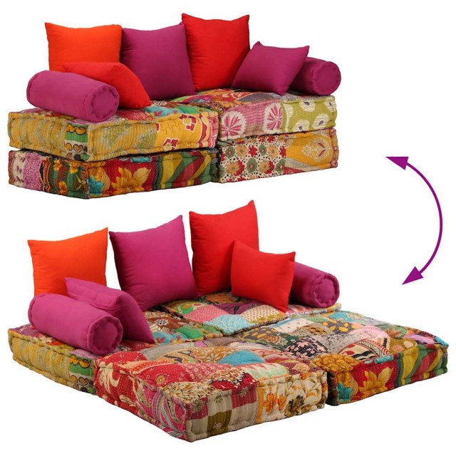 Pouf modulaire à 2 places Patchwork Tissu