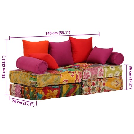 Pouf modulaire à 2 places Patchwork Tissu