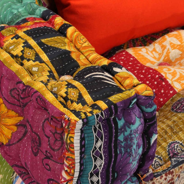 Pouf modulaire à 2 places Patchwork Tissu