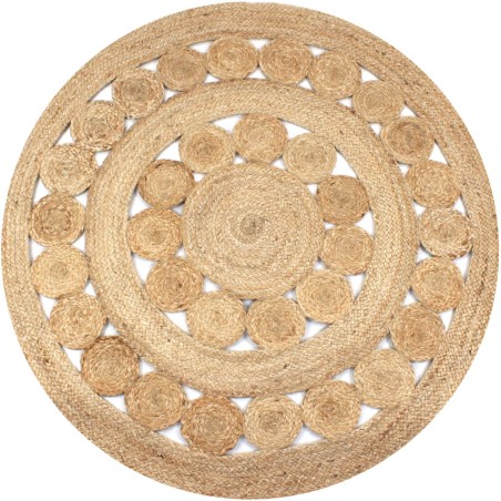 Tapis Jute design tressé 120 cm Rond