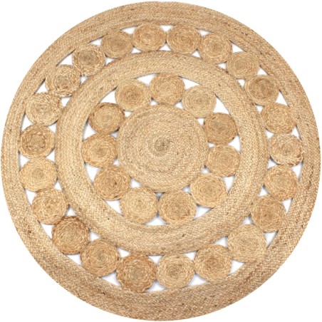 Tapis Jute design tressé 150 cm rond