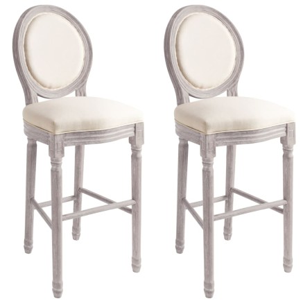 Tabourets de bar lot de 2 blanc lin