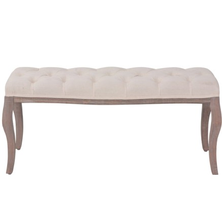 Banc Lin Bois massif 110 x 38 x 48 cm Blanc crème 2