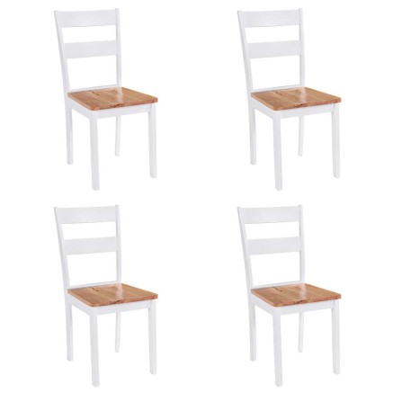 Chaises à manger lot de 4 blanc bois d'hévéa massif