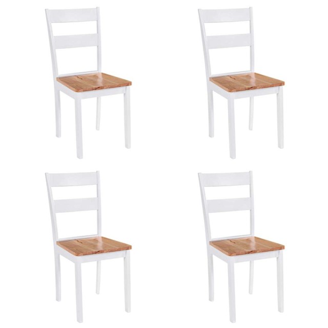 Chaises à manger lot de 4 blanc bois d'hévéa massif