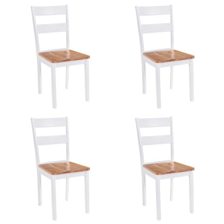 Chaises à manger lot de 4 blanc bois d'hévéa massif