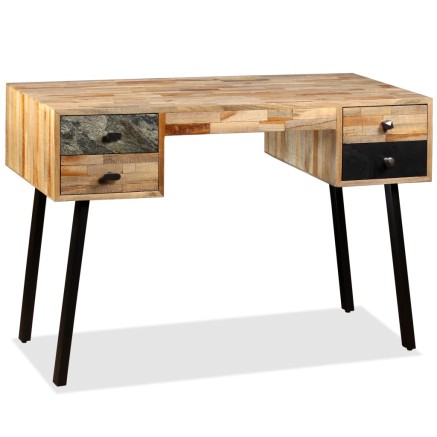 Bureau Teck de récupération massif 110 x 50 x 76 cm 2
