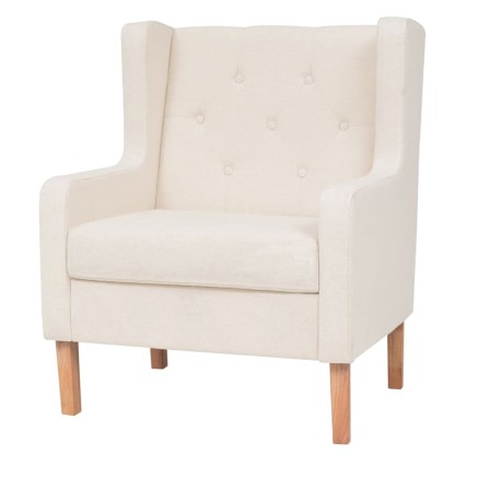 Fauteuil blanc crème tissu 2