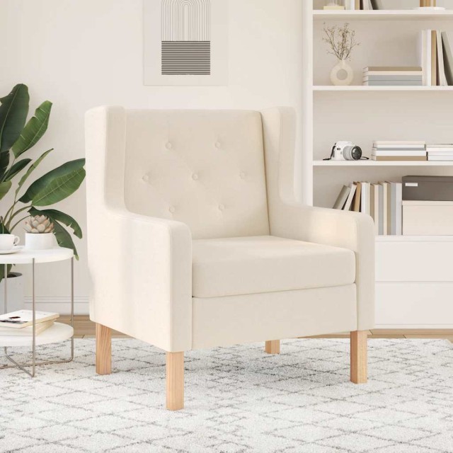 Fauteuil blanc crème tissu