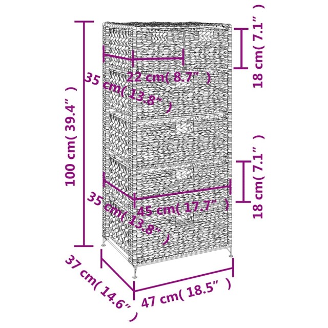 Unité de rangement avec 6 paniers 47x37x100 cm Jacinthe d'eau