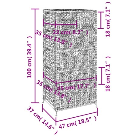 Unité de rangement avec 6 paniers 47x37x100 cm Jacinthe d'eau