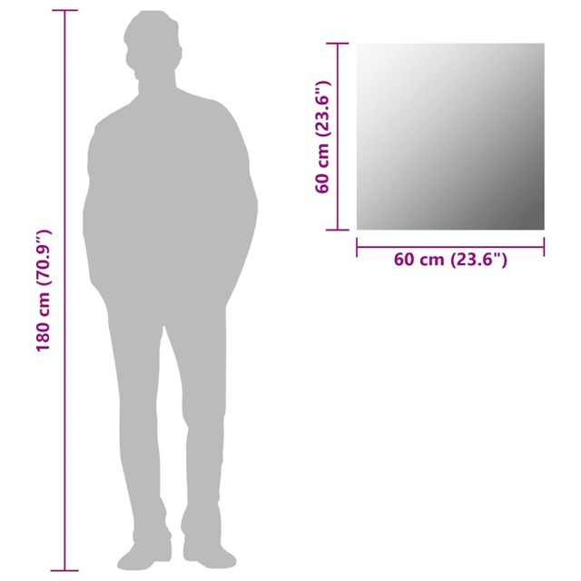 Miroir mural carré 60 x 60 cm Verre