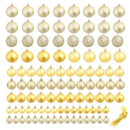 Ensemble de boules de Noël 100 pcs 3/4/6 cm Doré 2