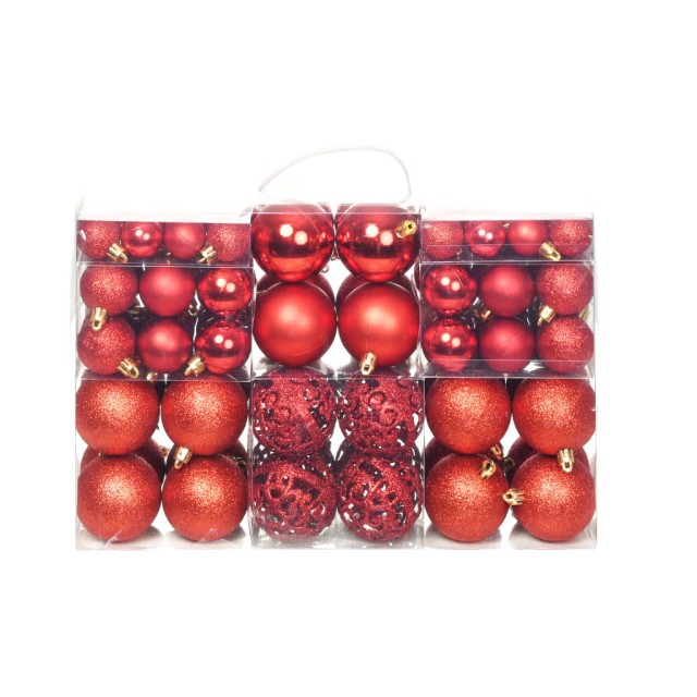 Ensemble de boules de Noël 100 pcs 3/4/6 cm Rouge
