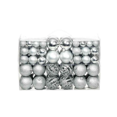 Ensemble de boules de Noël 100 pcs 3/4/6 cm Argenté