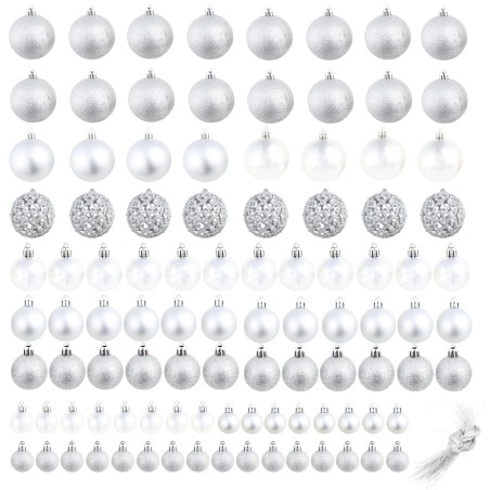 Ensemble de boules de Noël 100 pcs 3/4/6 cm Argenté