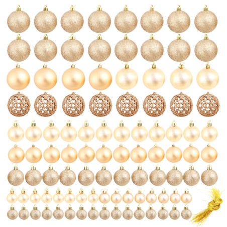 Ensemble de boules de Noël 100 pcs 3/4/6 cm Rose/Doré