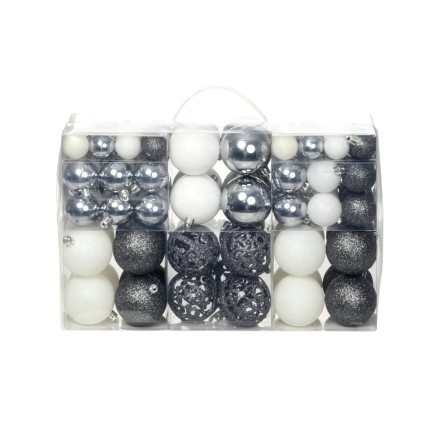 Ensemble de boules de Noël 100 pcs 3/4/6 cm Blanc/Gris