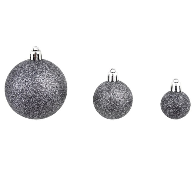Ensemble de boules de Noël 100 pcs 3/4/6 cm Blanc/Gris