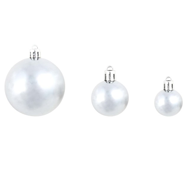 Ensemble de boules de Noël 100 pcs 3/4/6 cm Blanc/Gris