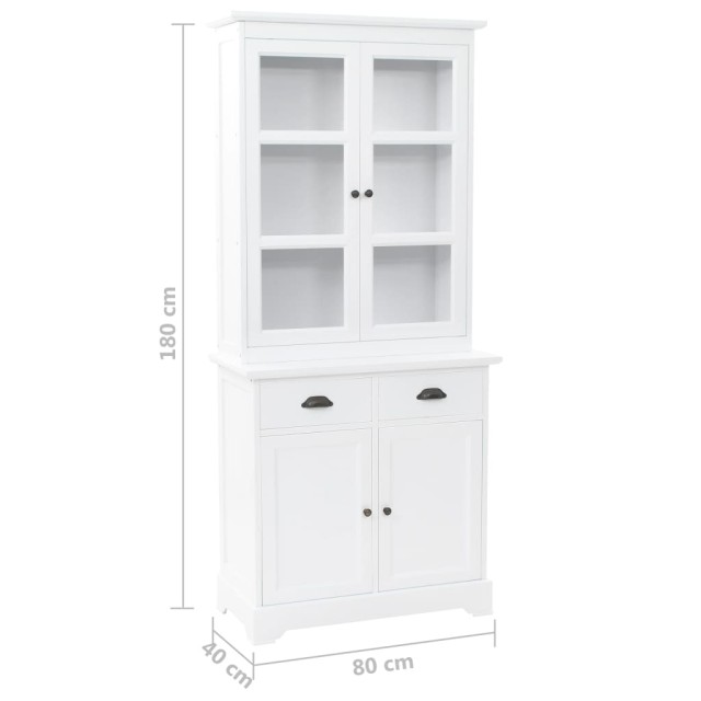 Vaisselier avec 4 portes MDF et Bois de pin 80x40x180 cm