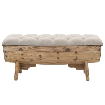 Banc de rangement Bois massif et tissu 103 x 51 x 44 cm 2