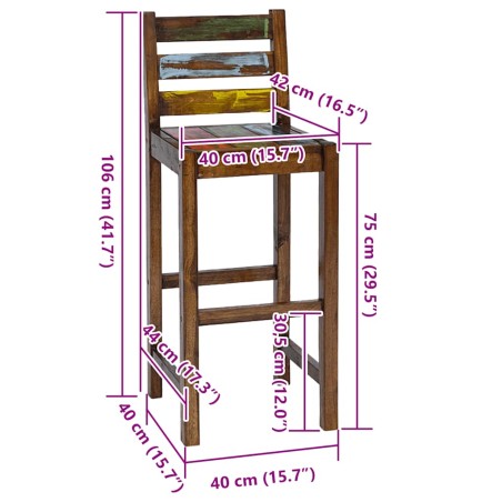 Tabourets de bar lot de 2 bois massif de récupération