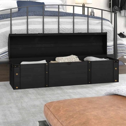 Coffre de rangement Bois massif style vintage 120x30x40 cm