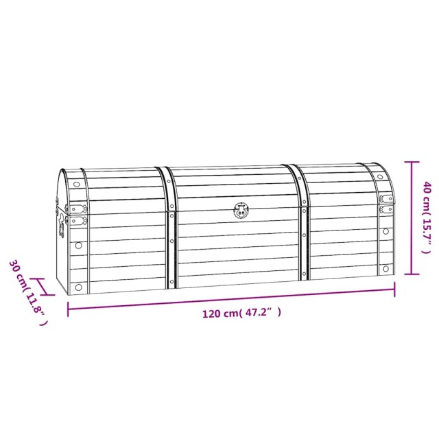 Coffre de rangement Bois massif style vintage 120x30x40 cm