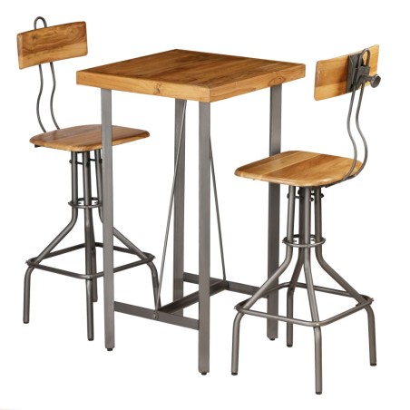 Ensemble de bar 3 pcs Teck recyclé massif