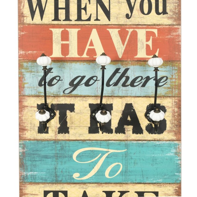 Porte-manteau mural avec 6 crochets 120 x 40 cm HOME IS