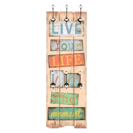 Porte-manteau mural avec 6 crochets 120 x 40 cm LIVE LIFE 2