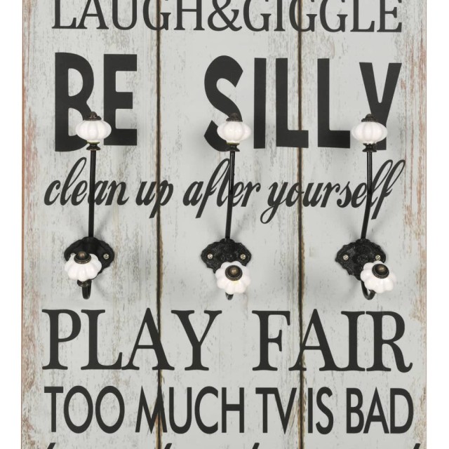 Porte-manteau mural avec 6 crochets 120 x 40 cm THANK YOU