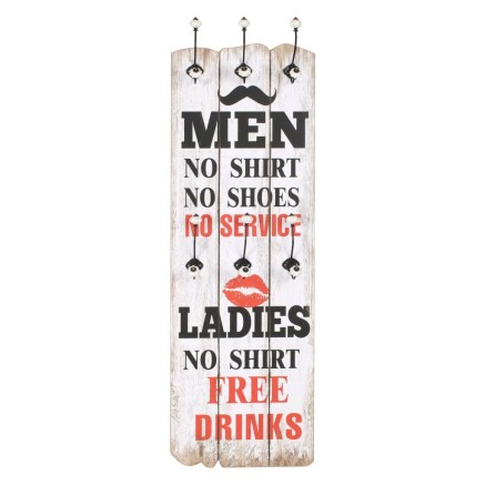 Porte-manteau mural avec 6 crochets 120 x 40 cm MEN LADIES 2