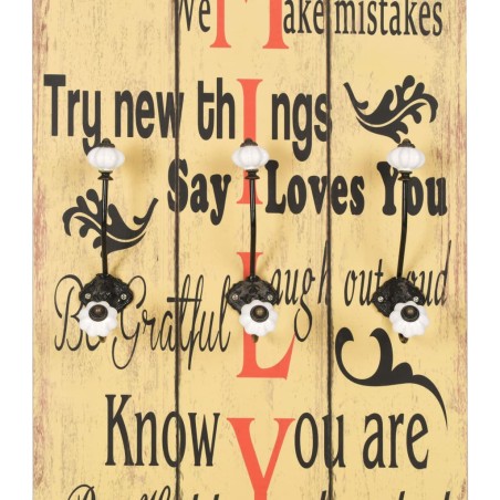 Porte-manteau mural avec 6 crochets 120 x 40 cm FAMILY