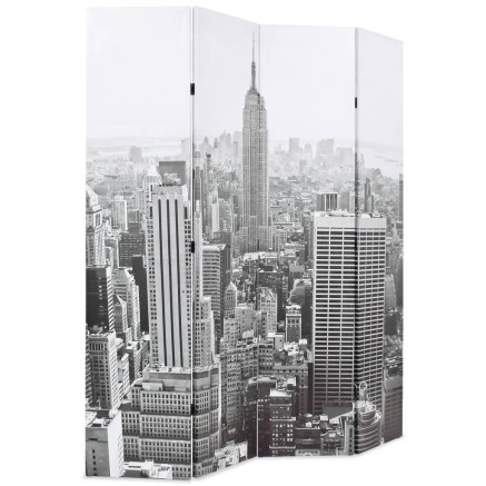 Cloison de séparation pliable 160x170 cm New York Noir et blanc 2